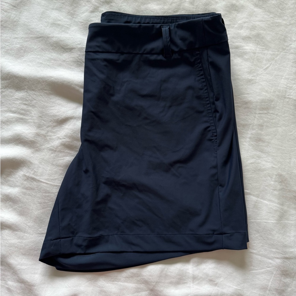 SPANX Navy SUNSHINE Pull On Pockets 4-Way Stretch SHORTS Womens Size L